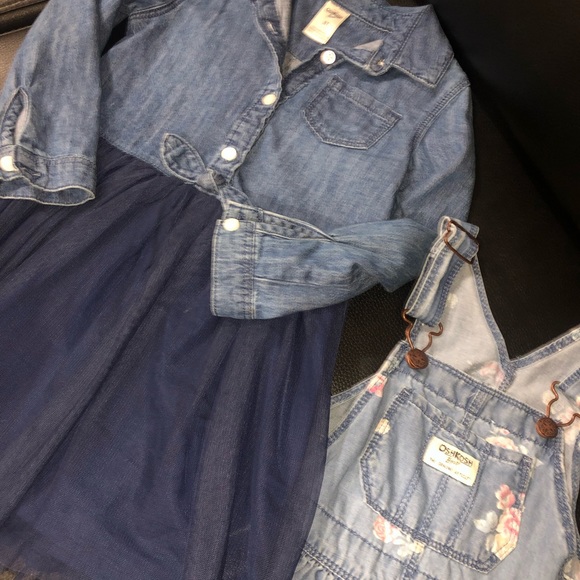 OSHKOSH B’GOSH Toddler Girl 3T Jean Material Bundle Jacket Dress Overall Dress - Picture 3 of 14